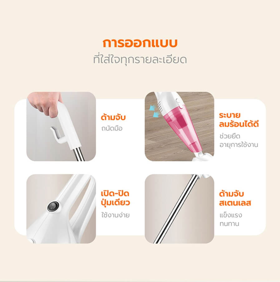 เครื่องดูดฝุ่นแบบด้าม SCE PLUS รุ่น XG1 สีเทา_2